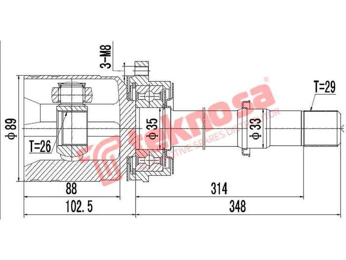 TEKNOSA FRONT LEFT - RIGHT INNER CV JOINT For NISSAN X-TRAIL [T30] 2.2 (YD22ETI)(16V 84KW) 02-08