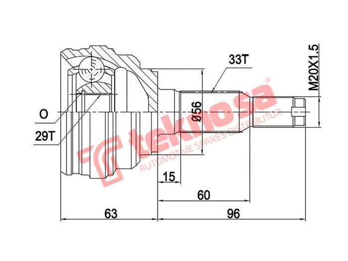 TEKNOSA FRONT LEFT - RIGHT OUTER CV JOINT For CHEVROLET OPTRA 1.8 (T18SED)(16V 90KW) 04-13
