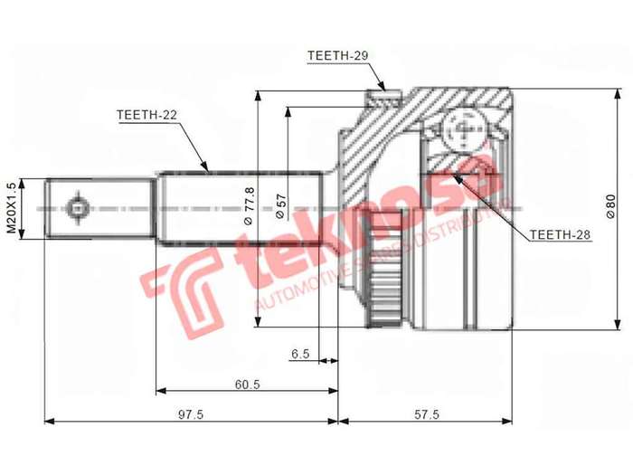 OUTER CV JOINT - OP5913A (TEKNOSA)