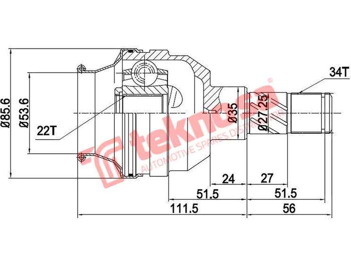 TEKNOSA FRONT LEFT - RIGHT INNER CV JOINT For OPEL KADETT 1.6 (16SH)(8V 66KW) 85-90