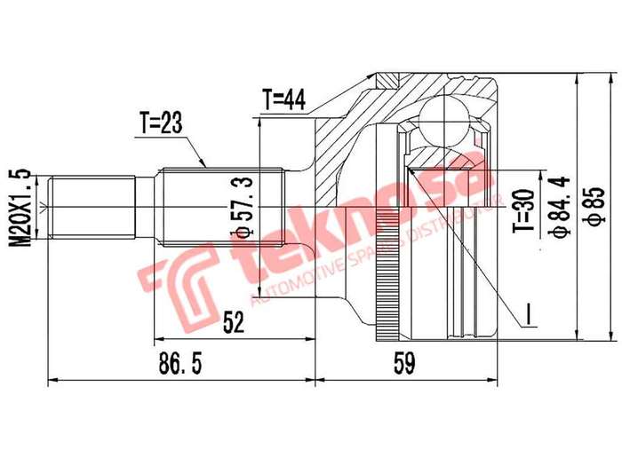 TEKNOSA FRONT LEFT - RIGHT OUTER CV JOINT For RENAULT KANGOO [1] 1.2I (D4F 712 714)(16V 55KW) 99-09