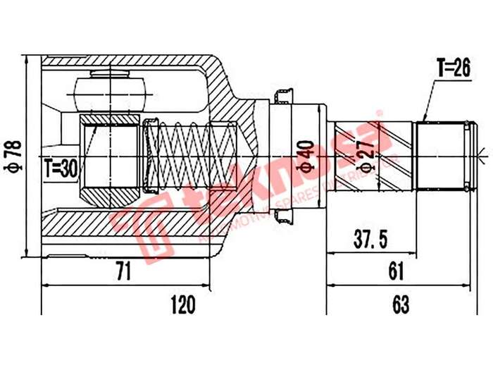 TEKNOSA FRONT LEFT - RIGHT INNER CV JOINT For NISSAN QASHQAI [2] 1.6 (R9M)(16V 96KW) 14-20