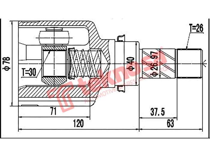 TEKNOSA FRONT LEFT - RIGHT INNER CV JOINT For RENAULT MEGANE [3] 1.6 (K4M 858 866)(16V 81KW) 10-20