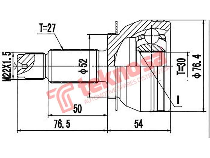 TEKNOSA FRONT LEFT - RIGHT OUTER CV JOINT For SUBARU LEGACY [4] 2.0R 4WD (EJ204)(16V 110KW) 05-09