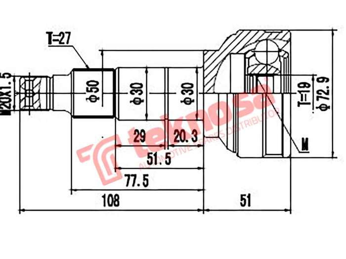 TEKNOSA FRONT LEFT - RIGHT OUTER CV JOINT For SUBARU IMPREZA [GC] 2.0 T 4WD (EJ20G)(16V 162KW) 93-00