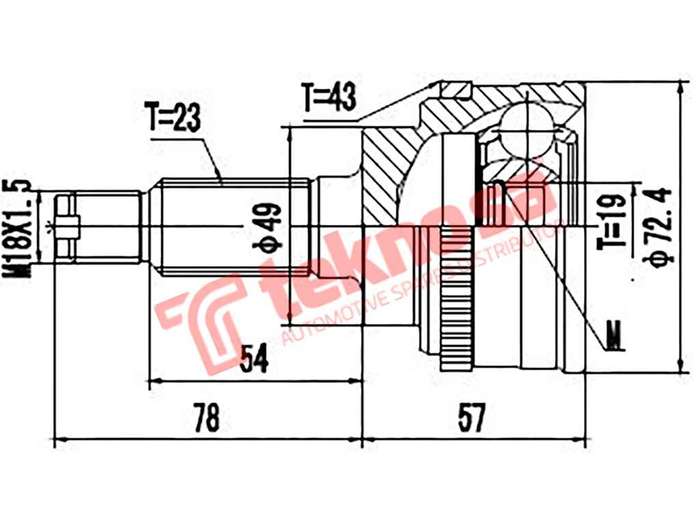 TEKNOSA FRONT LEFT - RIGHT OUTER CV JOINT For SUZUKI JIMNY [FJ] 1.3 (M13A)(16V 63KW) 08-20