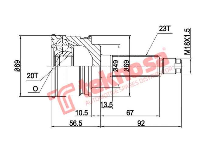 TEKNOSA FRONT LEFT - RIGHT OUTER CV JOINT For TATA INDIGO [1] 1.4 (475)(8V 55KW) 05-09