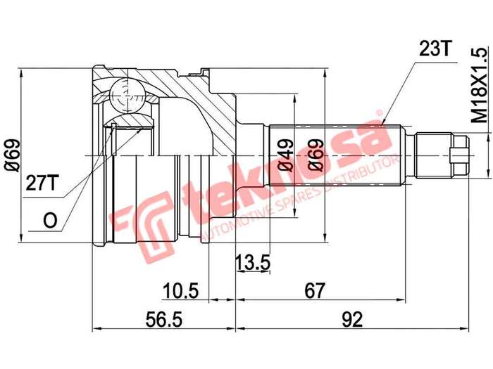 TEKNOSA FRONT LEFT - RIGHT OUTER CV JOINT For TATA INDIGO [1] 1.4 (475)(8V 55KW) 05-09