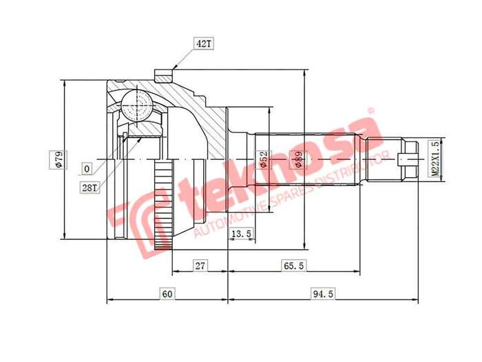 TEKNOSA FRONT LEFT - RIGHT OUTER CV JOINT For TATA INDIGO [1] 1.4 (475)(8V 55KW) 05-09
