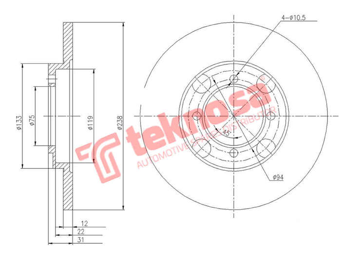 BRAKE DISC - TBD7350-D (OPTIMA)