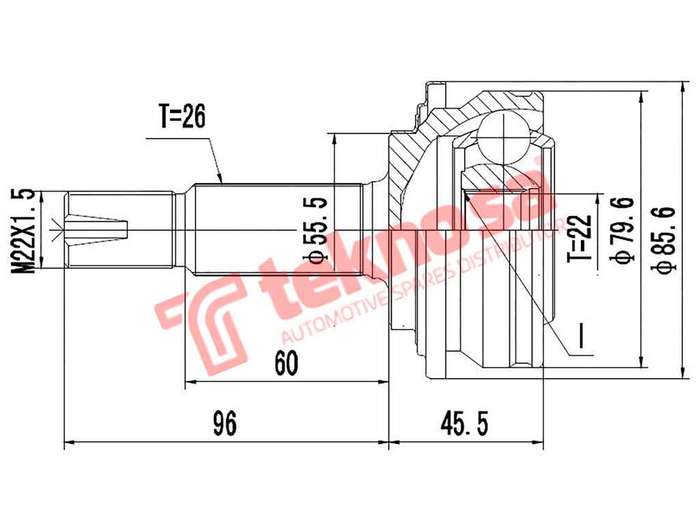 TEKNOSA FRONT LEFT - RIGHT OUTER CV JOINT For TOYOTA YARIS [3] 1.3 T3 (1NR-FE)(16V 73KW) 11-14
