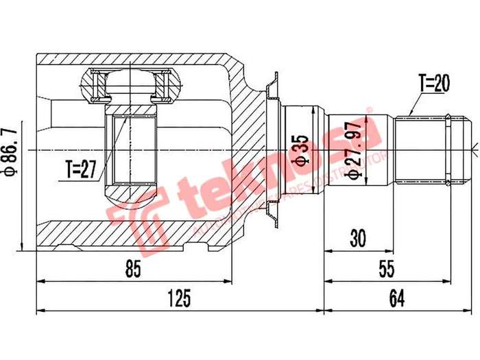 TEKNOSA FRONT LEFT - RIGHT INNER CV JOINT For TOYOTA RAV4 [3] 2.0 (1AZ-FE)(16V 112KW) 06-13