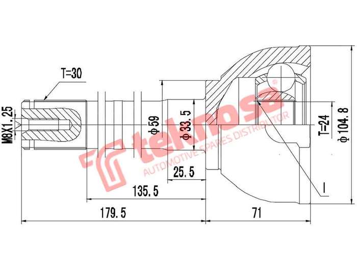 TEKNOSA FRONT LEFT - RIGHT OUTER CV JOINT For TOYOTA LAND CRUISER 70 4.2D SW (1HZ)(12V 99KW) 07-20