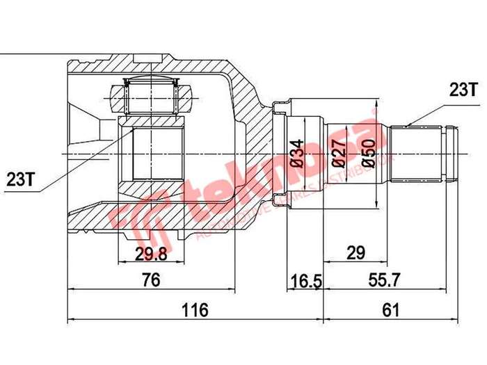 TEKNOSA FRONT LEFT - RIGHT INNER CV JOINT For TOYOTA COROLLA [2] 160I (4A-FE)(16V 79KW) 93-99