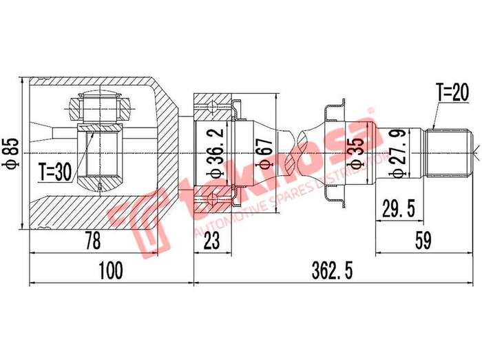 TEKNOSA FRONT LEFT - RIGHT INNER CV JOINT For TOYOTA COROLLA [3] 160I (4A-GE)(20V 115KW) 96-02