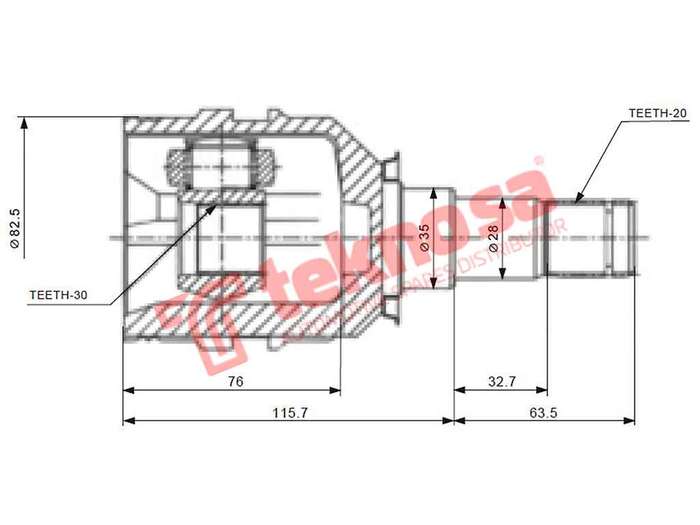 TEKNOSA FRONT LEFT - RIGHT INNER CV JOINT For TOYOTA COROLLA [3] 160I (4A-GE)(20V 115KW) 96-02