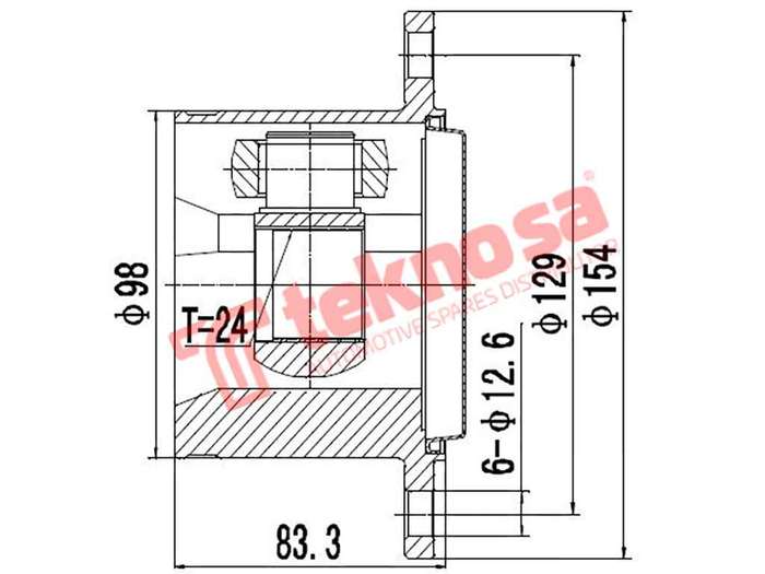 TEKNOSA FRONT LEFT - RIGHT INNER CV JOINT For TOYOTA HILUX [2] 2.4 D 4X4 (2L)(8V 55KW) 85-98