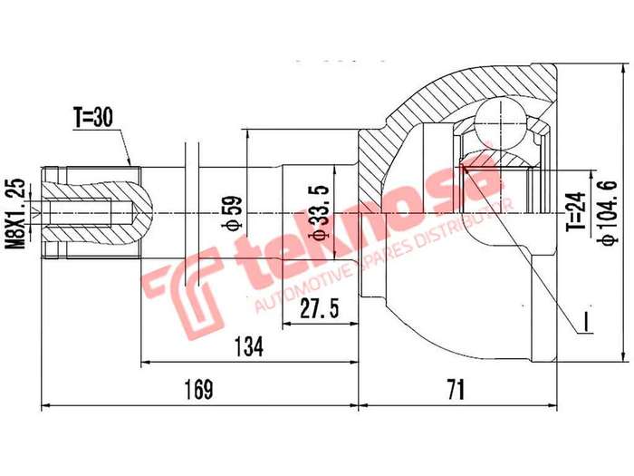TEKNOSA FRONT LEFT - RIGHT OUTER CV JOINT For TOYOTA LAND CRUISER J8 4.2 (1HD-FT)(24V 125KW) 95-98