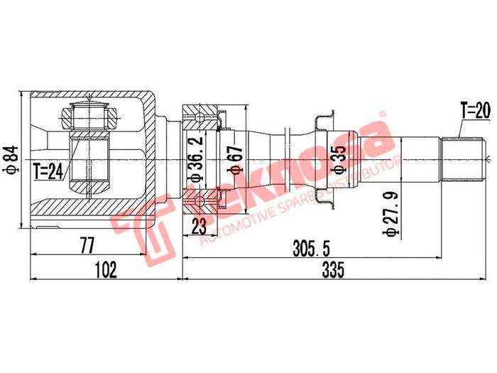 TEKNOSA FRONT LEFT - RIGHT INNER CV JOINT For TOYOTA AVENSIS 2.0 (1AZ-FSE)(16V 114KW) 03-08