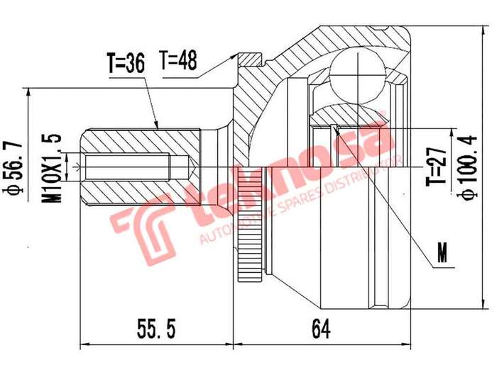 TEKNOSA FRONT LEFT - RIGHT OUTER CV JOINT For VOLVO V70 [2] 2.5 T (B5254T2)(20V 154KW) 04-07