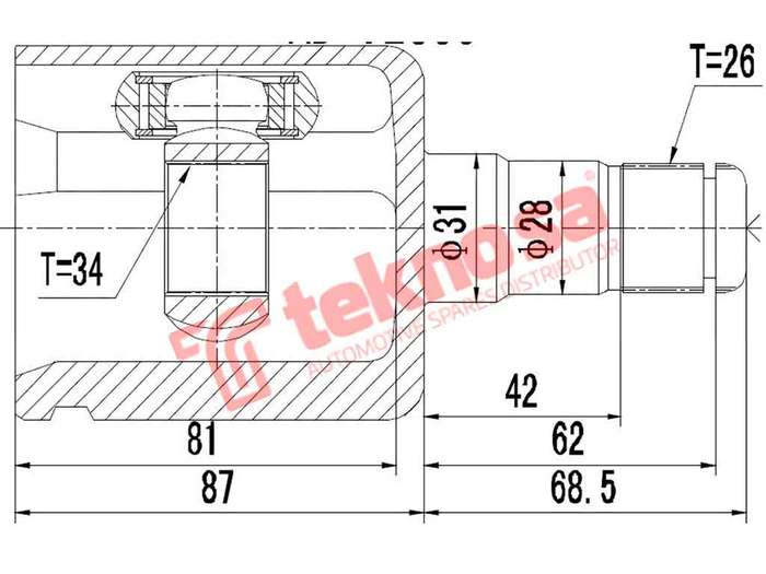 TEKNOSA FRONT LEFT INNER CV JOINT For AUDI Q3 2.5 TFSI RS (CTSA)(20V 228KW) 14-16