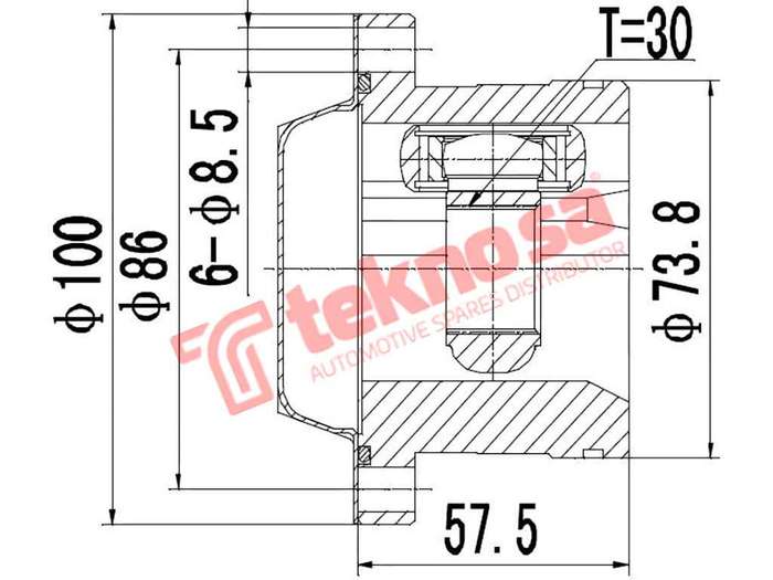 TEKNOSA FRONT LEFT - RIGHT INNER CV JOINT For VOLKSWAGEN BEETLE [2] 2.0 (AEG APK AVH AQY AZG AZJ ...