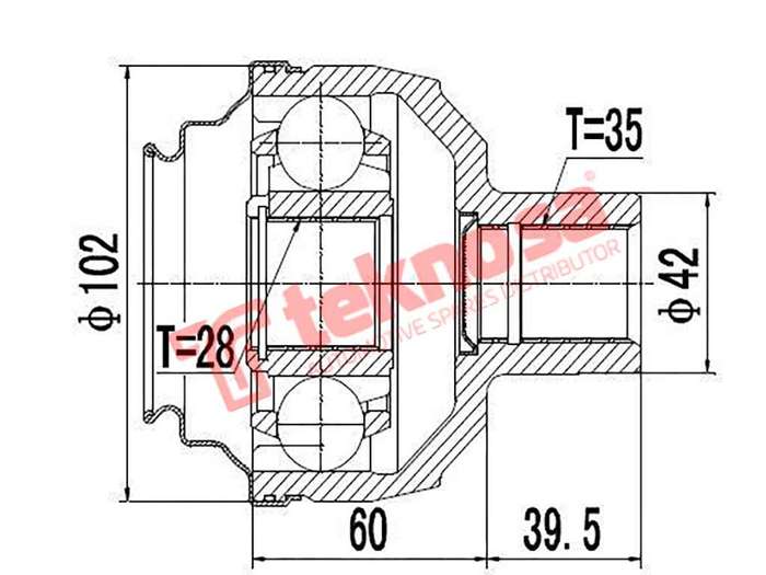 TEKNOSA REAR LEFT - RIGHT INNER CV JOINT For VOLKSWAGEN SHARAN [1] 2.8 VR6 (AYL)(24V 150KW) 01-07