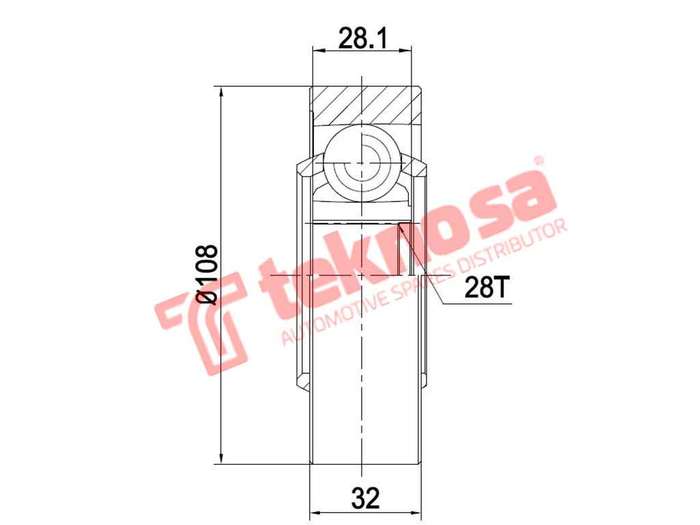 TEKNOSA FRONT LEFT - RIGHT INNER CV JOINT For VOLKSWAGEN GOLF [6] 2.0 TSI R (CDLF CDLC)(16V 188KW...