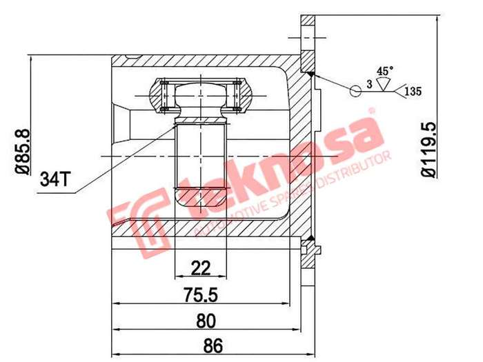 TEKNOSA FRONT LEFT - RIGHT INNER CV JOINT For VOLKSWAGEN PASSAT [5] 1.8 T (AEB)(20V 85KW) 96-00