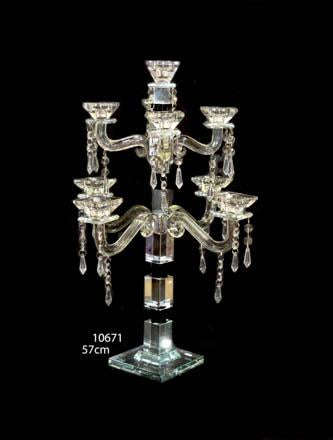 Clear and black candle stand (9 Arms/Ht 57cm) - 10671