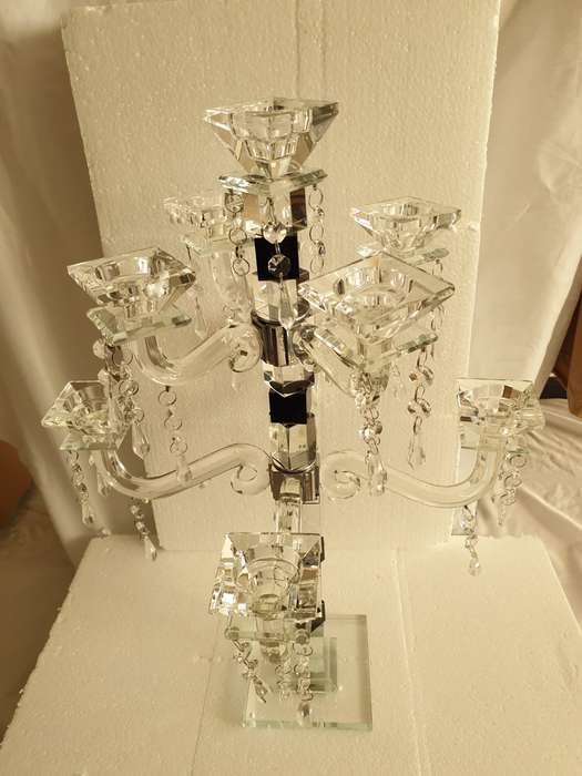 Clear and black candle stand (9 Arms/Ht 57cm) - 10671