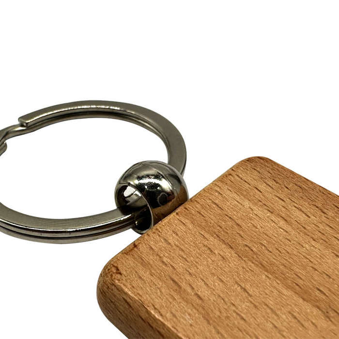 Engraved Wooden Keyring (Pack of 10) - Rectangle for Corporate Branded or Personalised Gifts