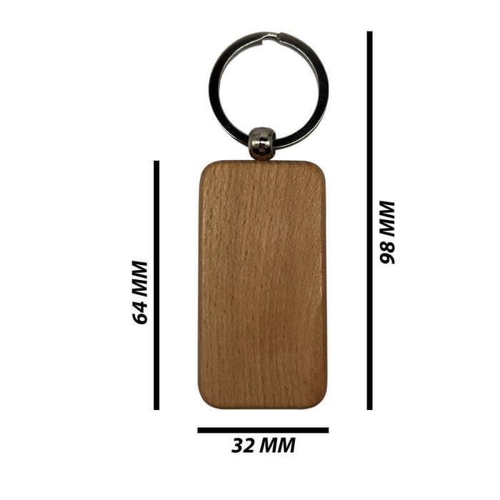 Engraved Wooden Keyring (Pack of 10) - Rectangle for Corporate Branded or Personalised Gifts