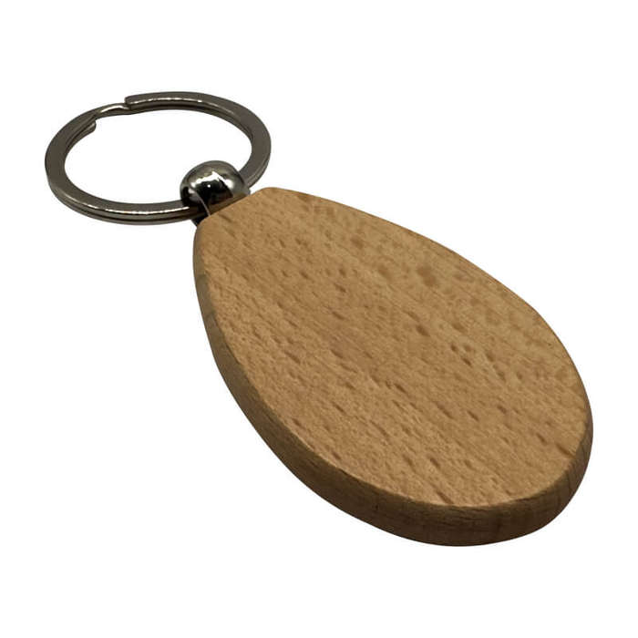 Engraved Wooden Keyring (Pack of 10) - Teardrop Shape for Corporate Branded or Personalised Gifts