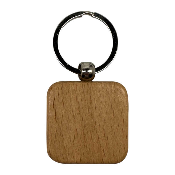 Engraved Wooden Keyring (Pack of 10) - Square Shape for Corporate Branded or Personalised Gifts