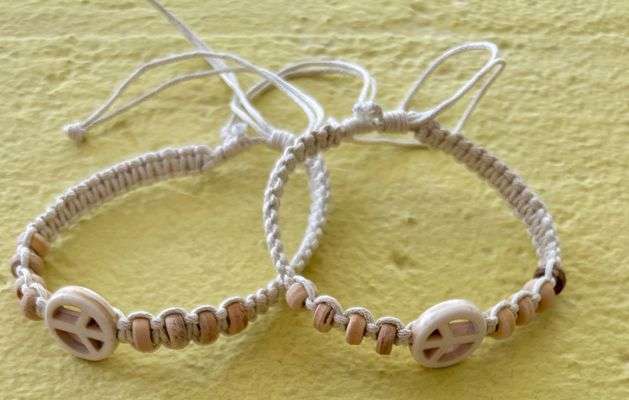 Peace symbol wax cord braided Bohemian bracelets