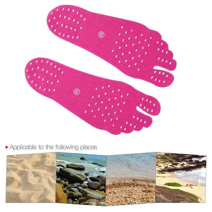 2 Pairs of  Beach Stick-On Waterproof Soles - XL / Black