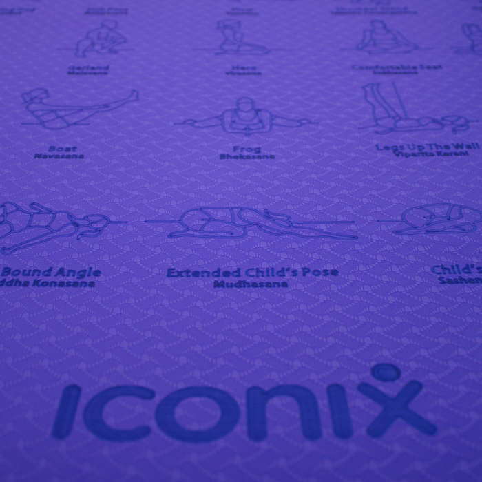 70-Position Instruction TPE Yoga Mat - Purple