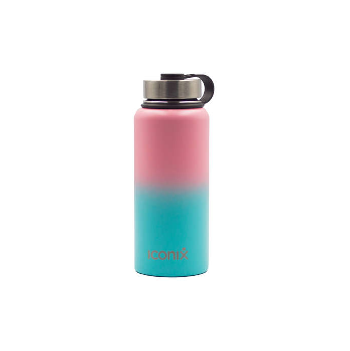 Iconix Pink and Blue Stainless Steel Hot and Cold Flask - Stainless Steel Lid