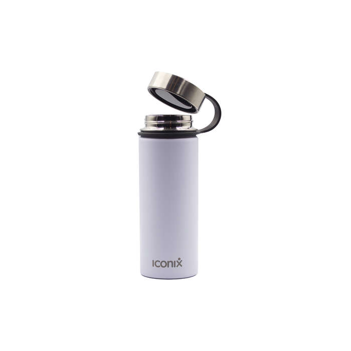 Iconix White Stainless Steel Hot and Cold Flask - Stainless Steel Lid