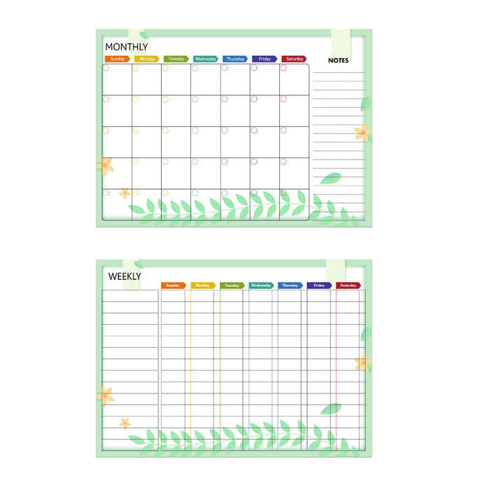 Magnetic Monthly and Weekly Planning Calendar  Autumn Leaves