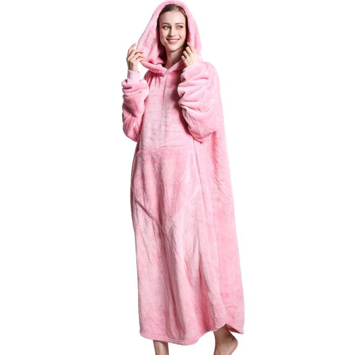 Pink Oversized Floor-Length Body Blanket Hoodie