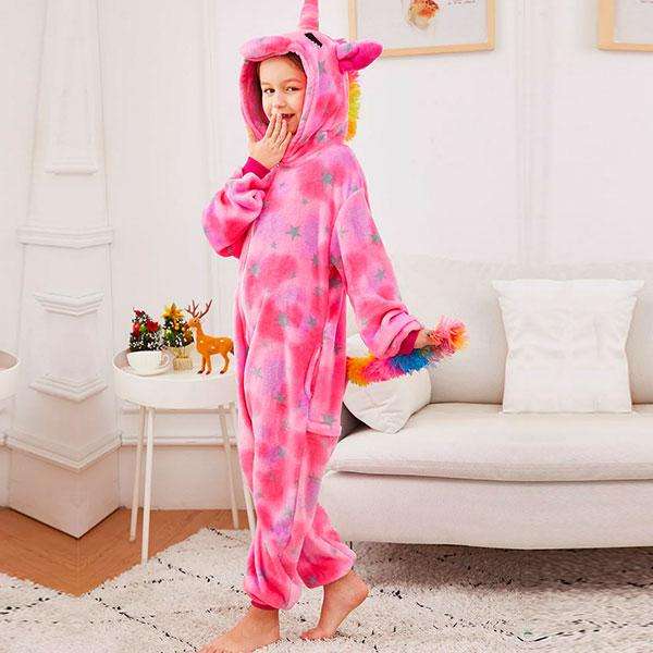 Kids Pink Starry Unicorn Onesie
