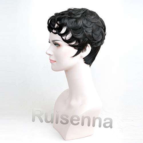 RUISENNA 100% Human Hair Short Curly Wigs For Black Women Pixie Wig Big Curls Short Wig