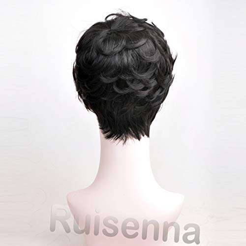 RUISENNA 100% Human Hair Short Curly Wigs For Black Women Pixie Wig Big Curls Short Wig