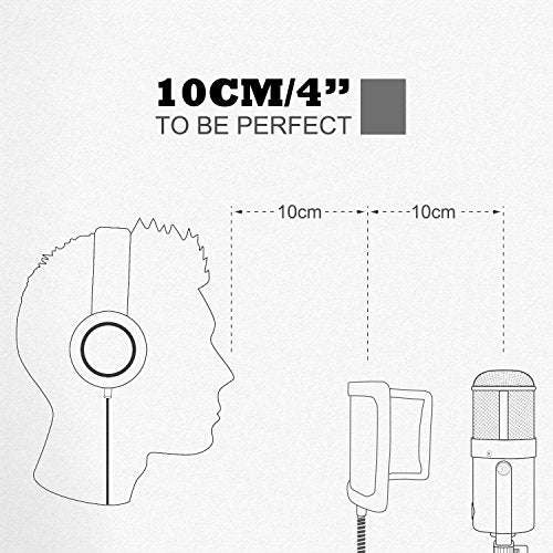 ZINGYOU PF-101 Microphone Pop Filter, Studio Recording Pop Shield, Mic Windscreen with Dual Scree...