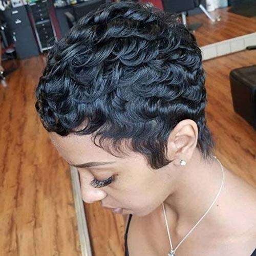 RUISENNA 100% Human Hair Short Curly Wigs For Black Women Pixie Wig Big Curls Short Wig