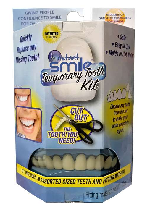 Instant Smile Temporary Tooth Kit - 3 Shades Included (Bright, Natural, Dark) - Does Not Stain an...