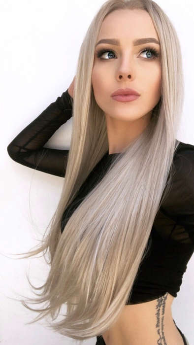 K'ryssma Fashion Ombre Blonde Glueless Lace Front Wigs Dark Roots Side Part Long Natural Straight...