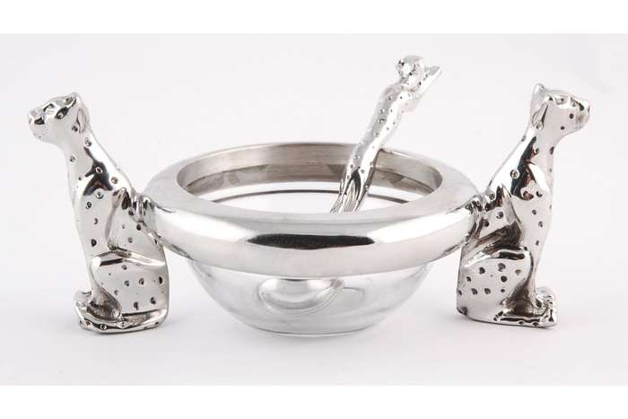 Dish 60mm Double & salt spoon Set  - Cheetah Africa Collection - Diana Carmichael